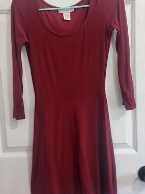 Planet Gold Burgundy Scoop Neck Fit & Flare Dress